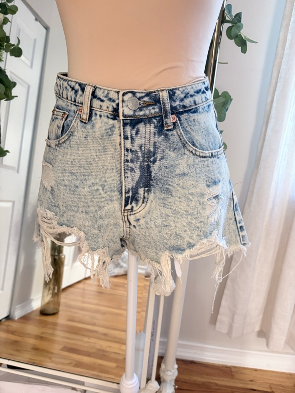 Lee Women's Light Blue Distressed Jean Shorts